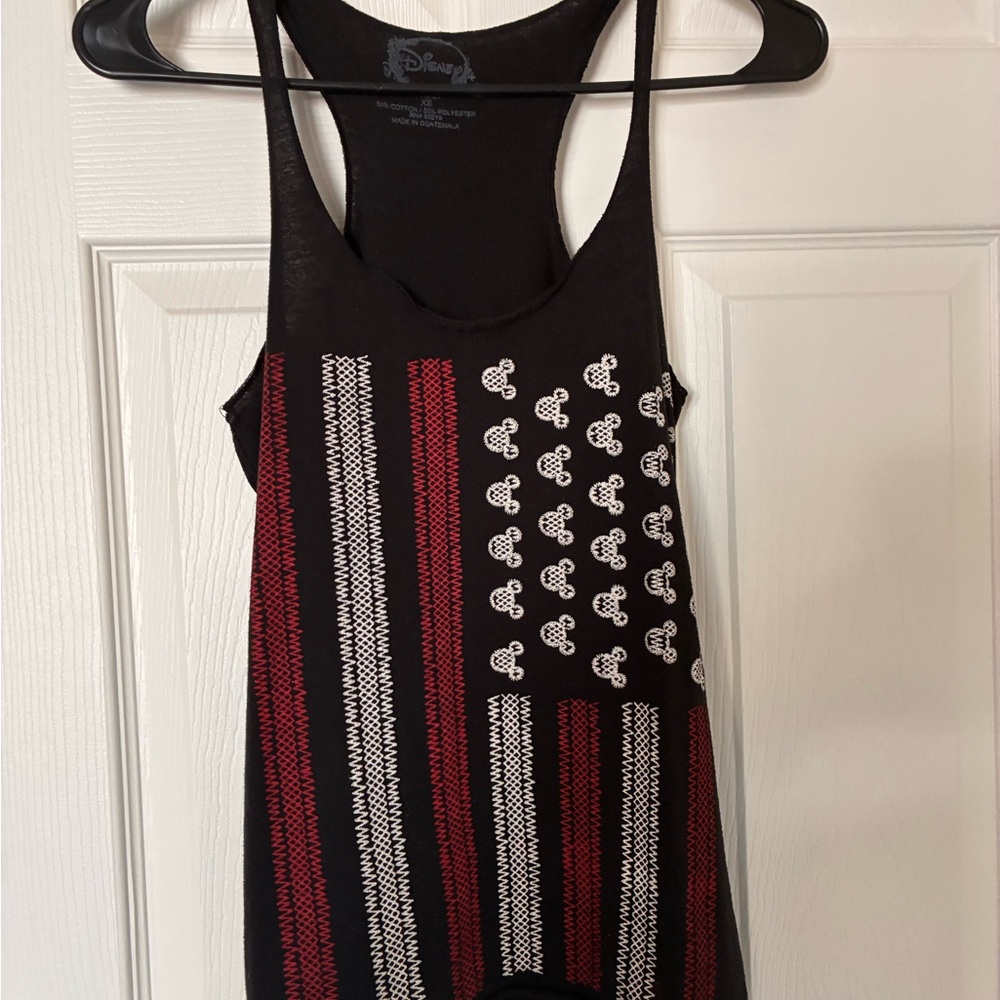 Disney Women's Black and White Tank Top with Red Accents